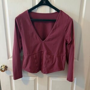 Torrid  V-Neck Long Sleeve Top in Dusty Rose